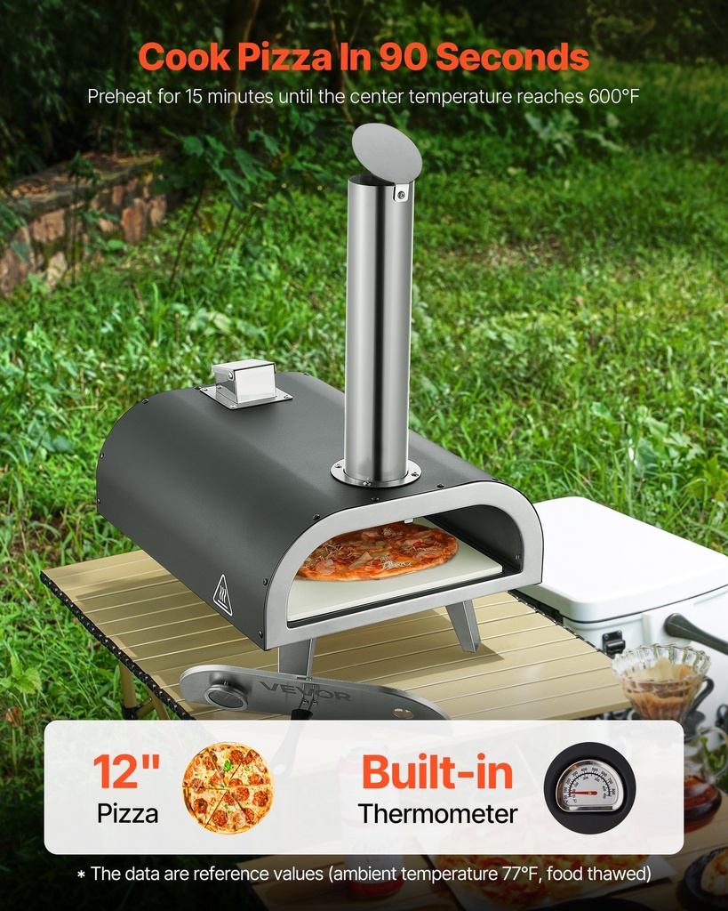 Cuptor Pizza Portabil 12 Inch – Cuptorul Ideal pentru Grădină și Camping