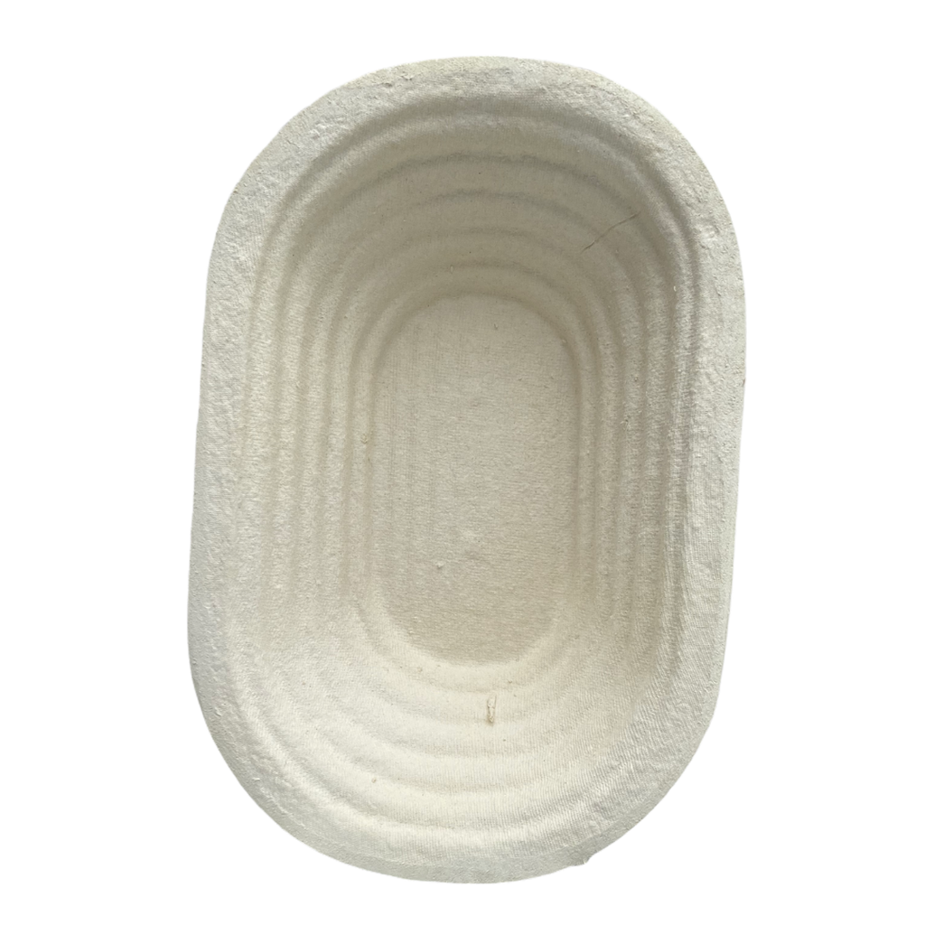 [BPL.0001] Cos de pulpa lemn pentru dospit, oval, 0.5Kg, 23x12x7cm, model crestat