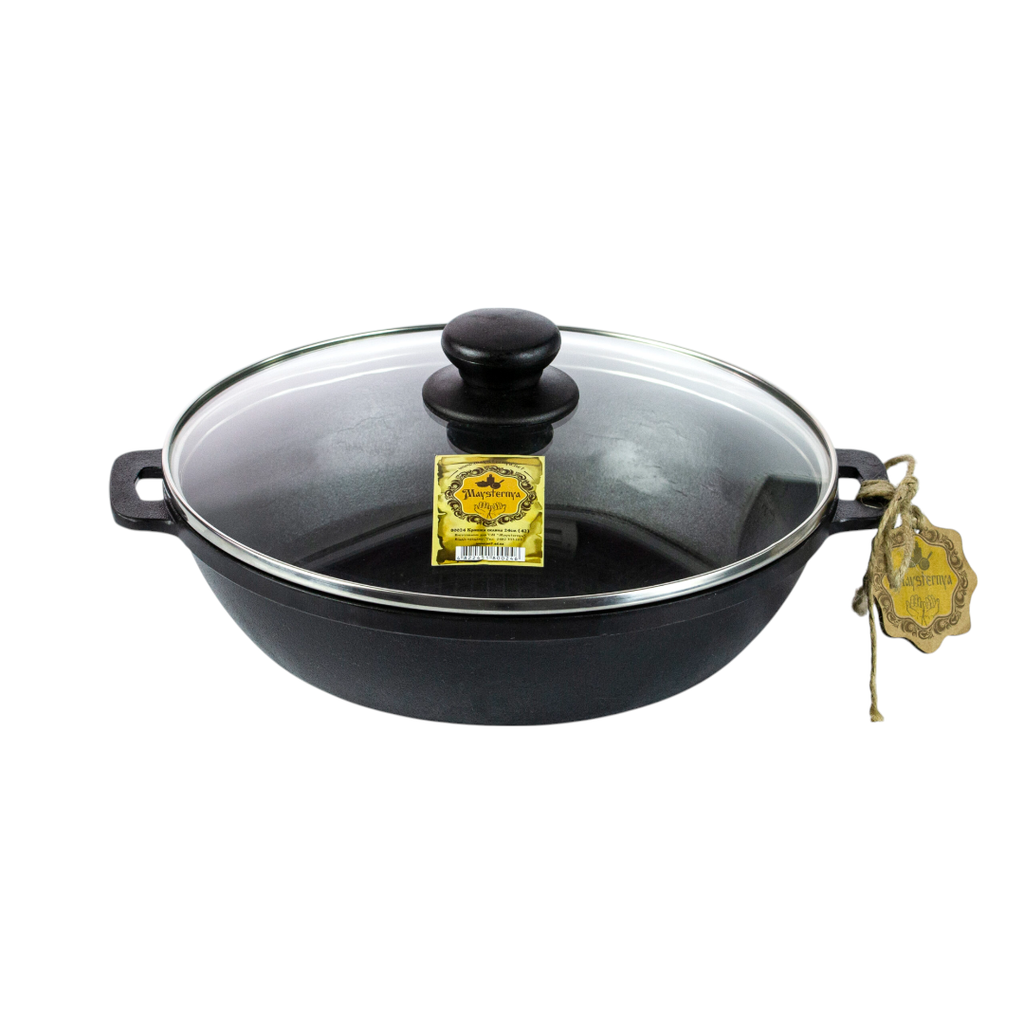 Cratita din fonta 28*6 cm cu capac de sticla