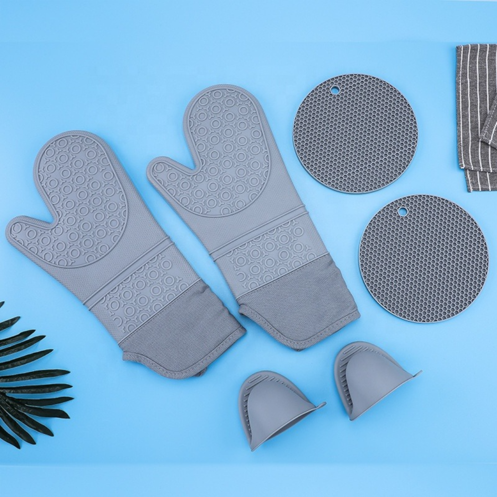 [BSH.0053] Set pentru protectie la caldura Baker's Shop, din silicon, gri