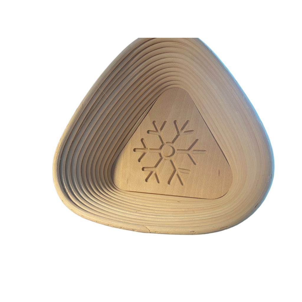 [150410] Cos de rachita pentru dospit, triunghiular 250x250x90 mm cu model FULG DE NEA