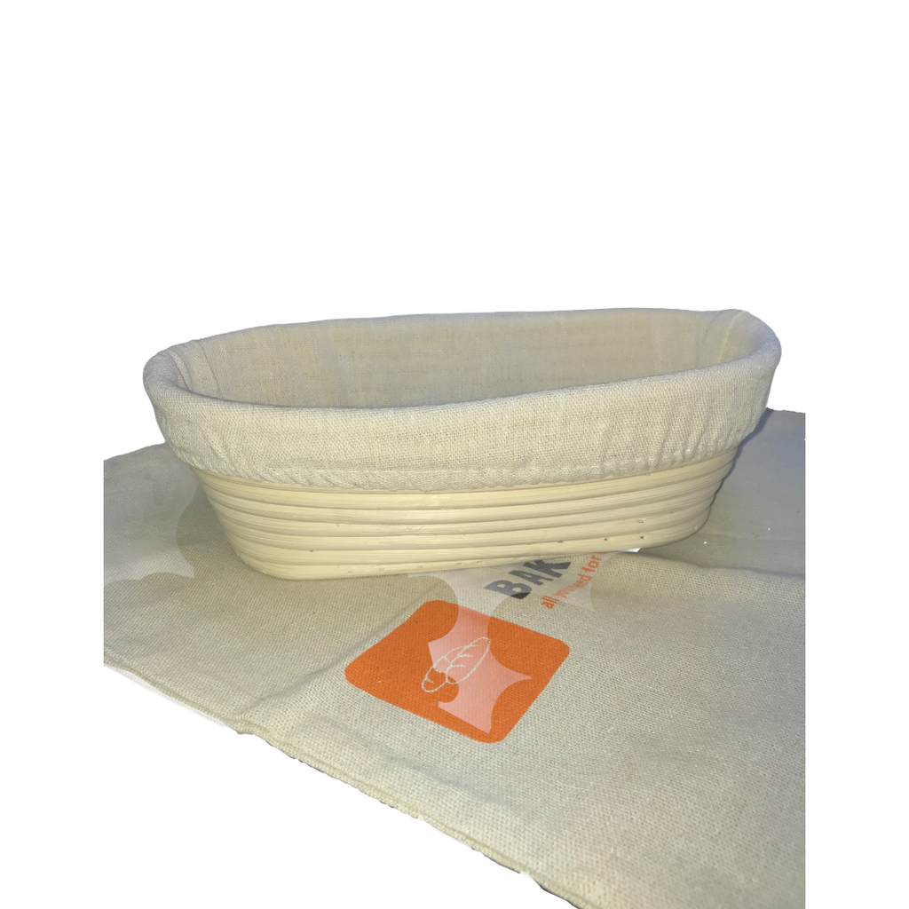 Cos de rachita pentru dospit, oval  0.75Kg, 28 x 13 x 8 cm, cu panza de protectie