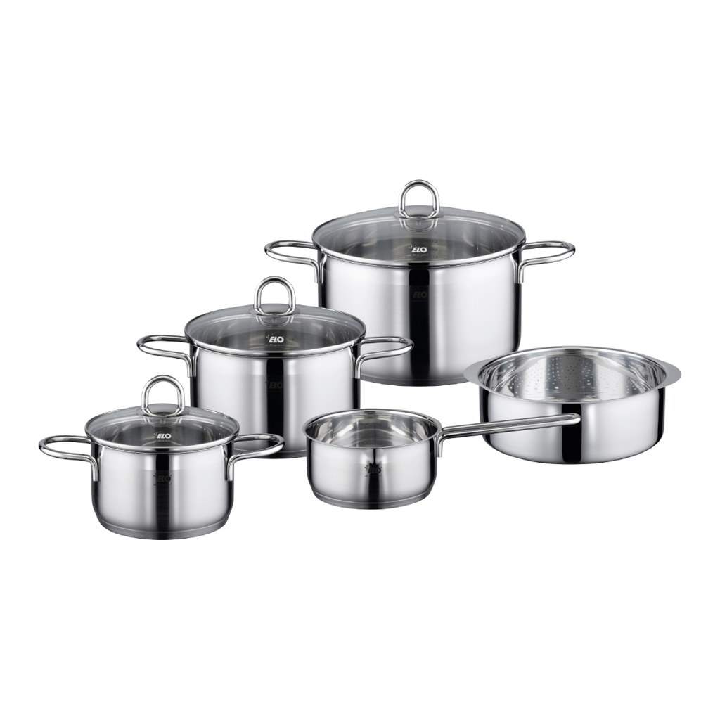 [ELO.00006] Set de 5 vase din Inox ELO Lima Sol - 8 piese, Steamer inclus