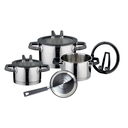 Set de 4 vase din Inox cu capac de sticla ELO Premium -Rondello - 7 piese