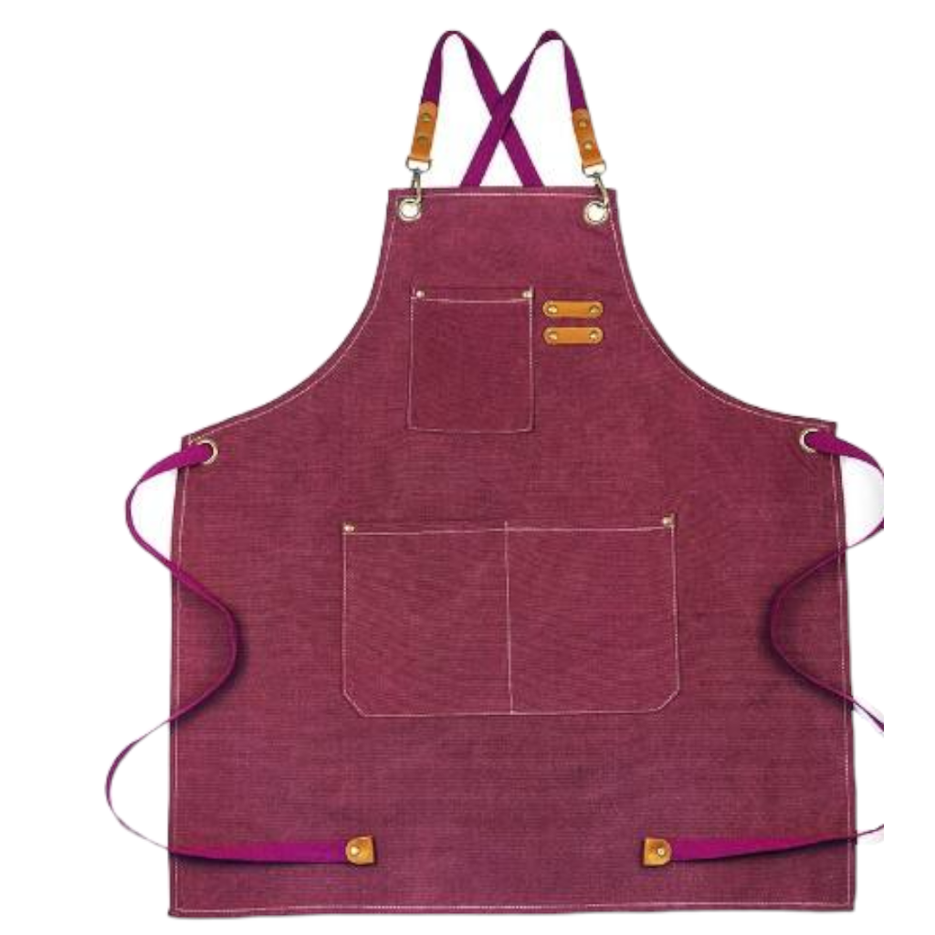 Apron (sort) din denim, 68.5x76 cm, Baker's Shop, rosu
