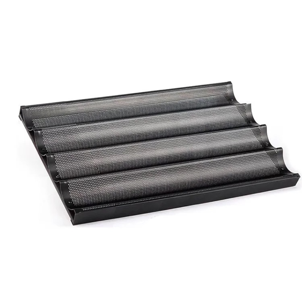 Tava pentru 5 baghete 400x600x40mm, negru, antiaderenta, din otel