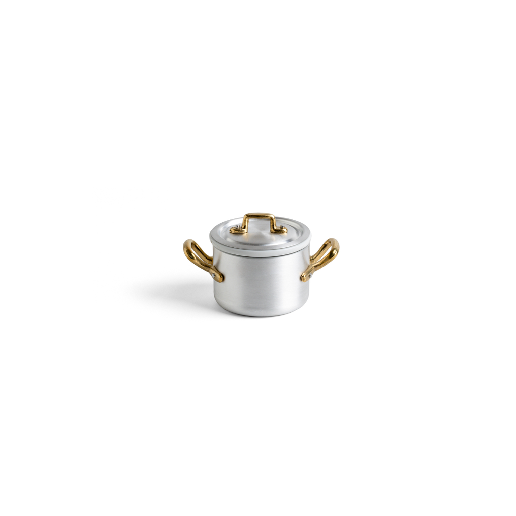 [MAR.MINI.0003] Set de preparare si servire Marcato Heritage MINI:  oala cu 2 manere, bol din portelan alb si capac- diametru 10 cm