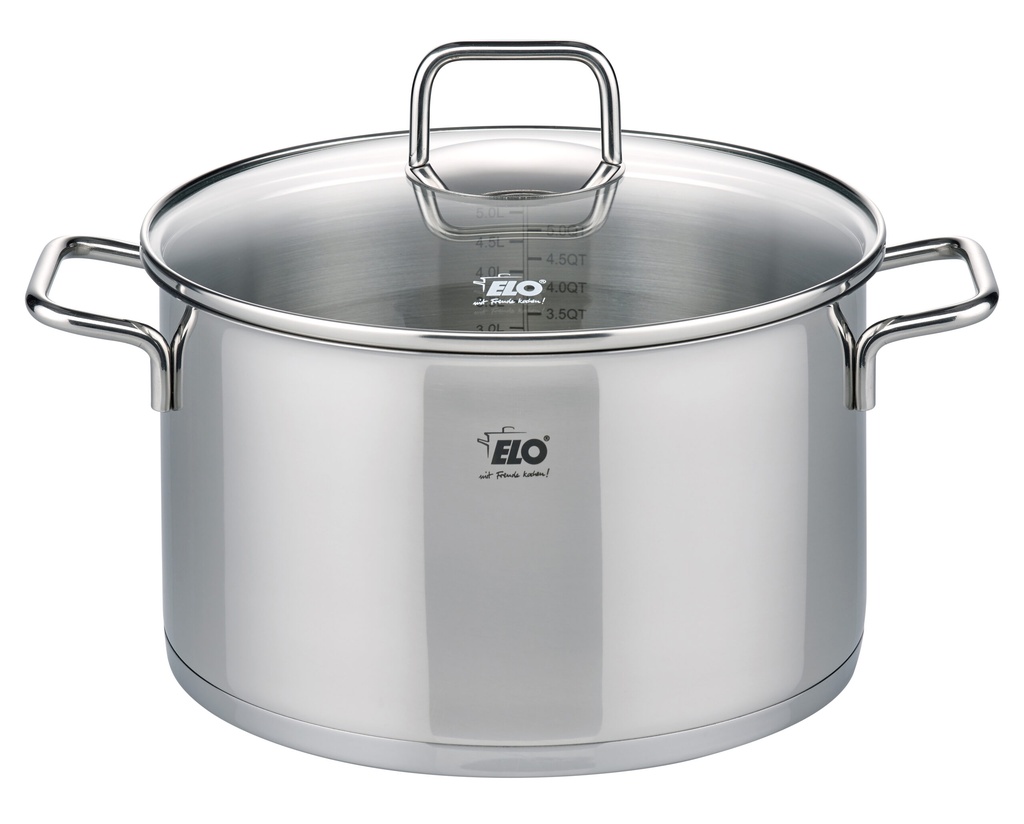 [ELO.00014] Oala înalta cu capac din sticla 24 cm, H 14 cm ELO CITRIN