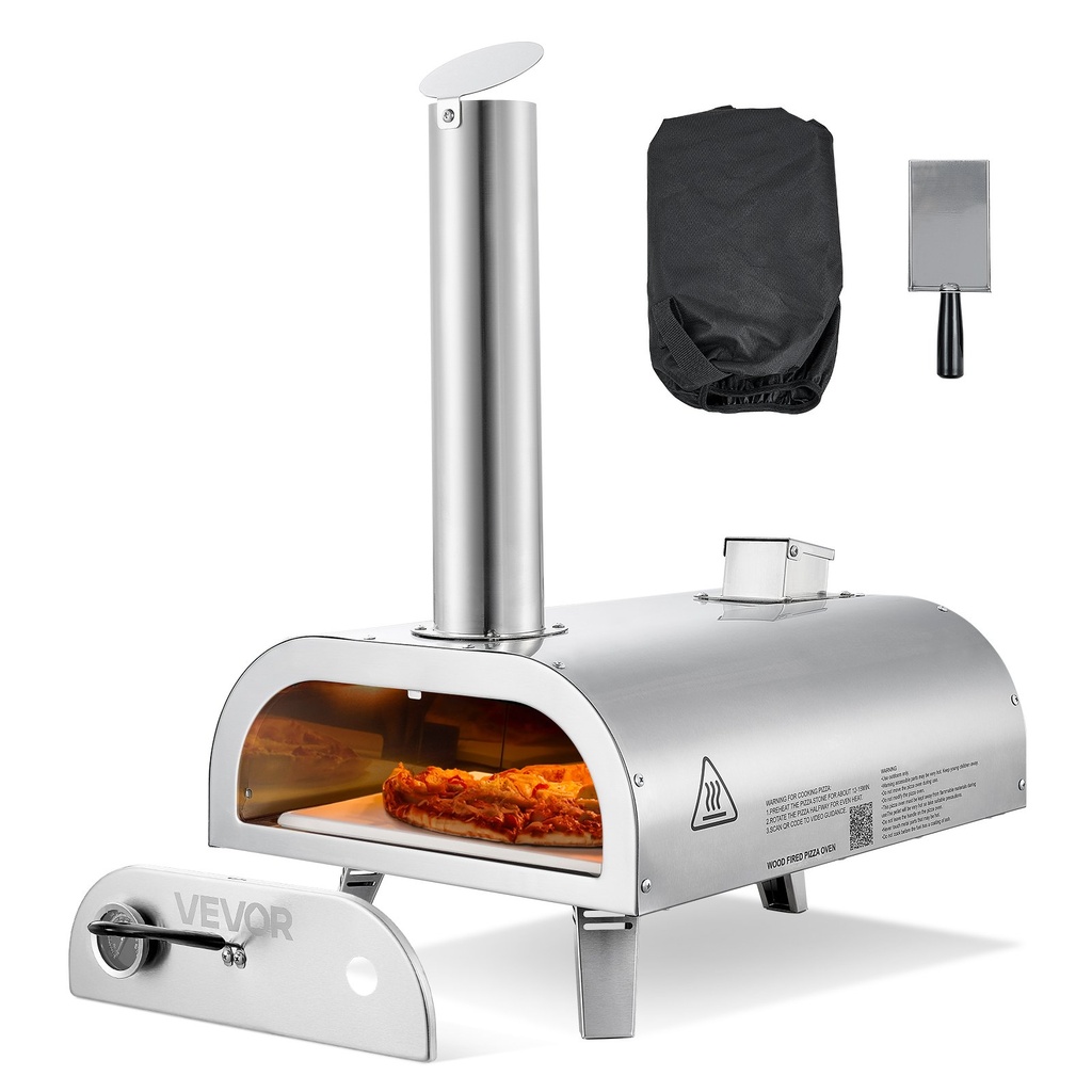 [VEV.0001] Cuptor Pizza Portabil VEVOR 12" - Inox, cu Termometru, Ideal pentru Grădină si Camping