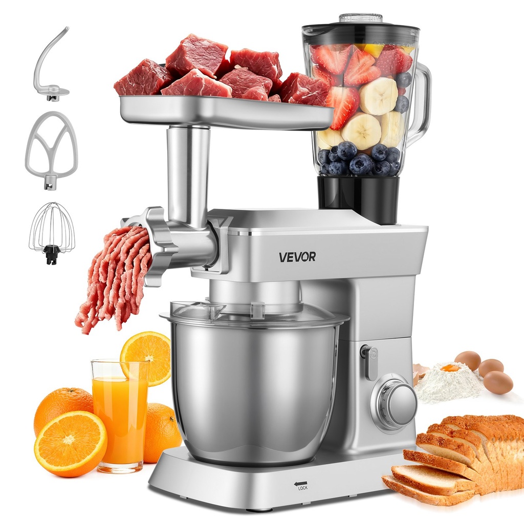 Mixer Electric VEVOR 1300W - Robot Bucatarie Profesional cu Bol 4.3L si Blender Integrat
