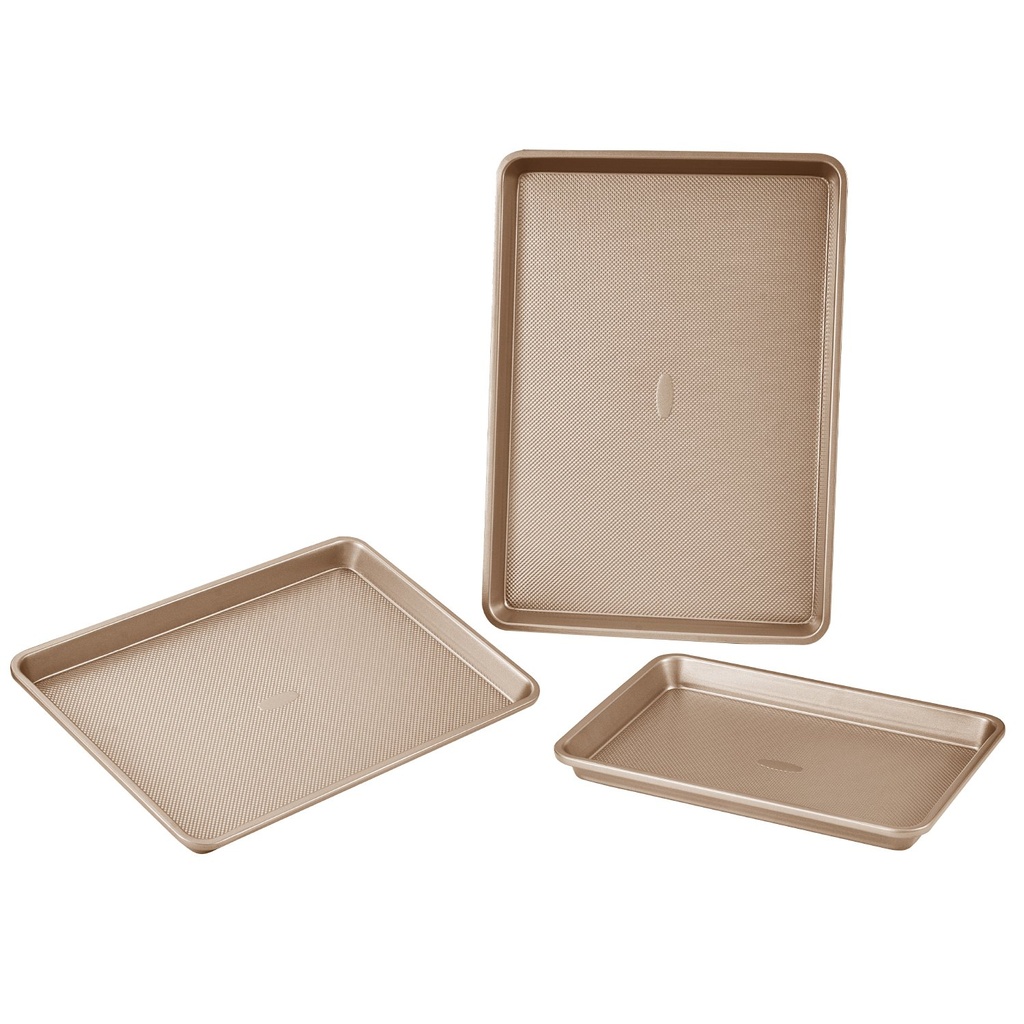 [VEV.0024] Set de 3 Tavi de Copt Antiaderente din Otel Carbon